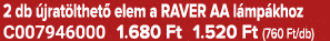 2 db jrat lthet  elem a RAVER AA l mp khoz C007946000 1.680 Ft 1.520 Ft (760 Ft/db)