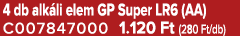 4 db alk li elem GP Super LR6 (AA) C007847000 1.120 Ft (280 Ft/db)