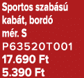 Sportos szab s kab t, bord  m r. S P63520T001 17.690 Ft 5.390 Ft