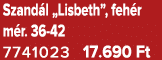 Szand l „Lisbeth”, feh r m r. 36 42 7741023 17.690 Ft